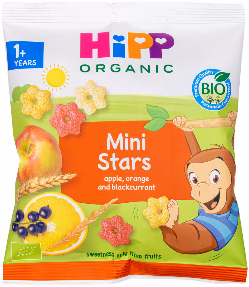 Mini Stars med eple, appelsin og solbær Fra 1-3 år, 30 g