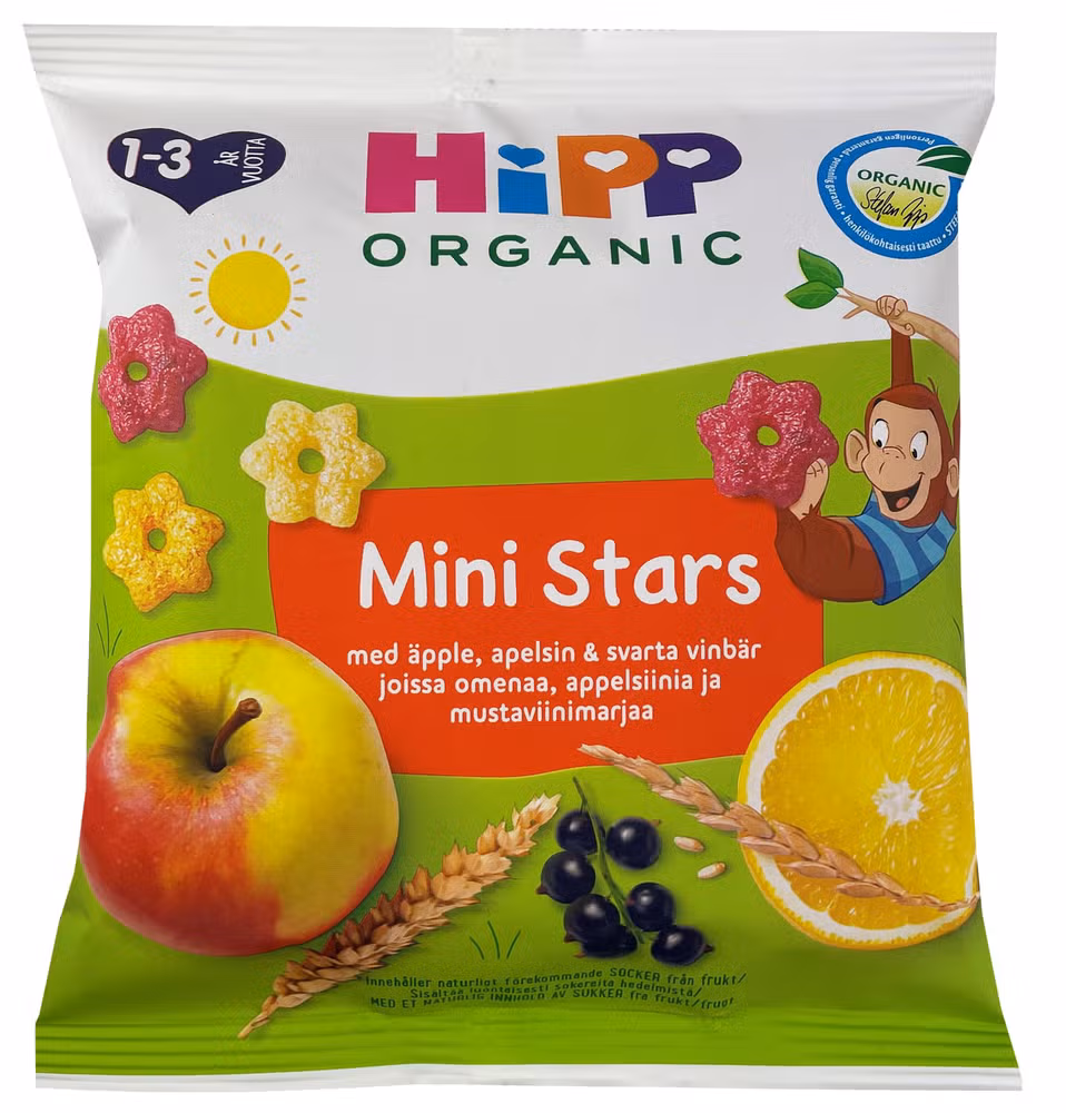 Mini Stars med eple, appelsin og solbær Fra 1-3 år, 37 g