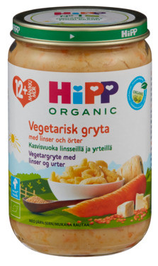 Hipp Vegetarisk Gryte m Linser & Urter 12m 220g