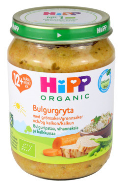 Hipp Bulgur med Grønnsaker og Kalkun 12mdr 250g