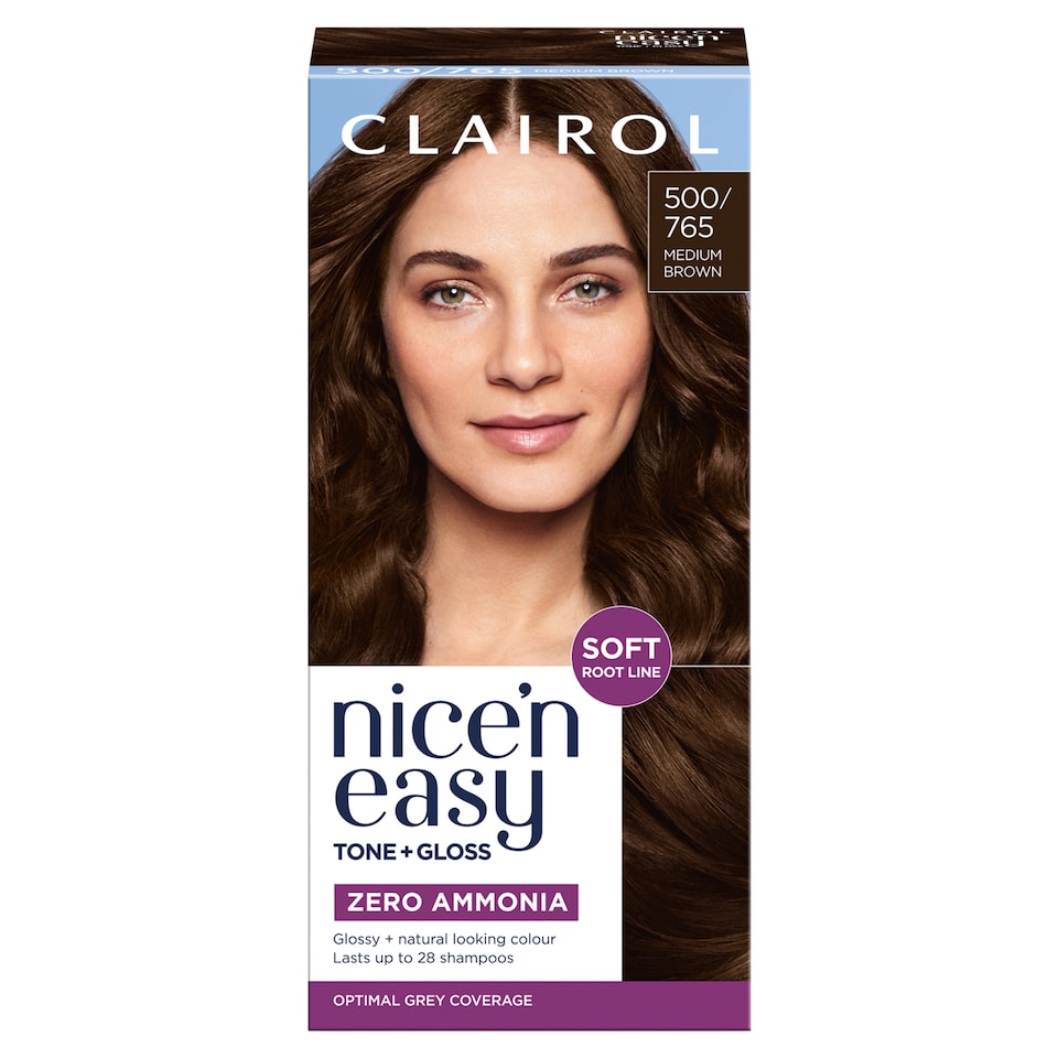 CLAIROL NICE'N EASY TONE+GLOSS SEMI PERMANENT HAIR DYE - 500/765 MEDIUM BROWN