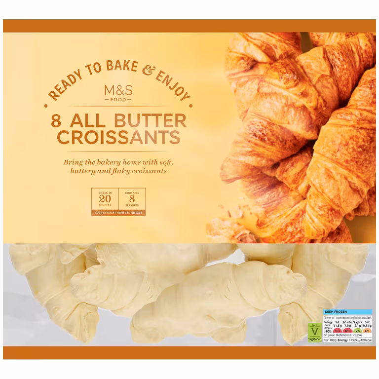 M&S 8 All Butter Ready to Bake Croissants