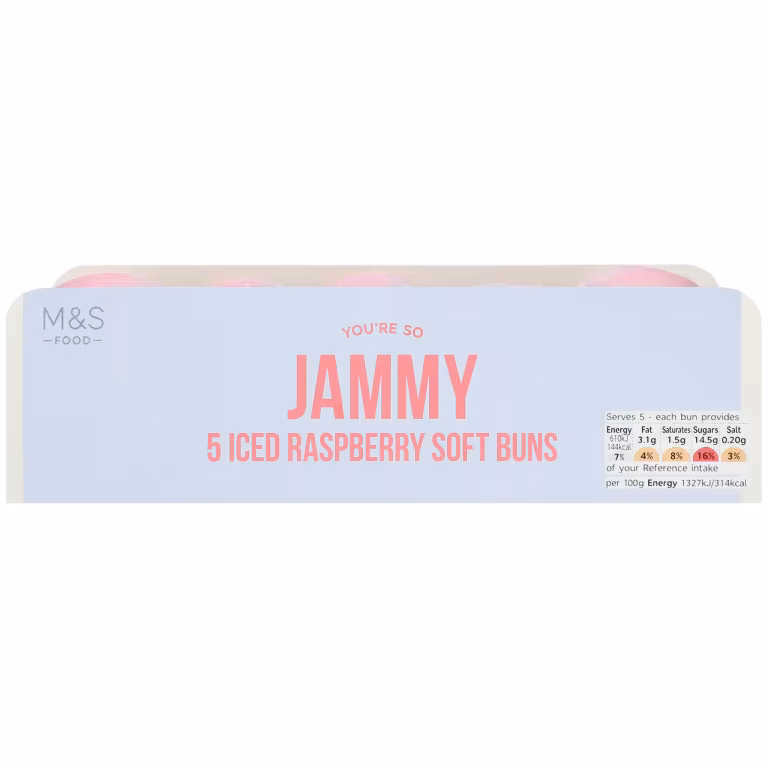M&S 5 Iced Raspberry Soft Buns