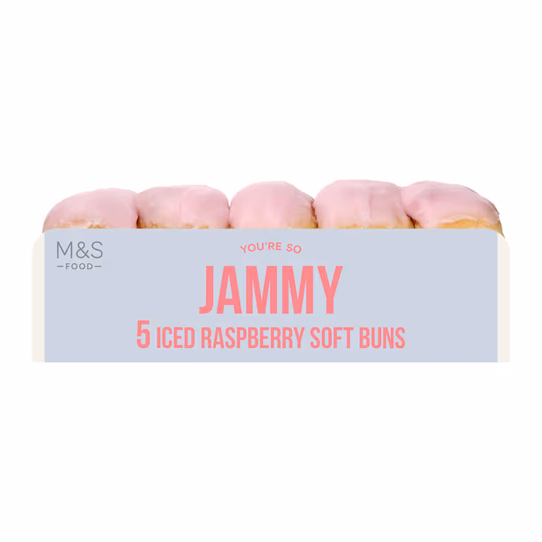 M&S 5 Iced Raspberry Soft Buns