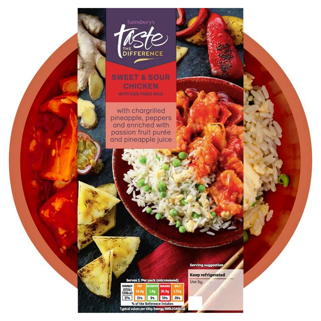 Sainsbury's Sweet & Sour Chicken with Egg Fried Rice, Taste the Difference Ready Meal for 1 400g