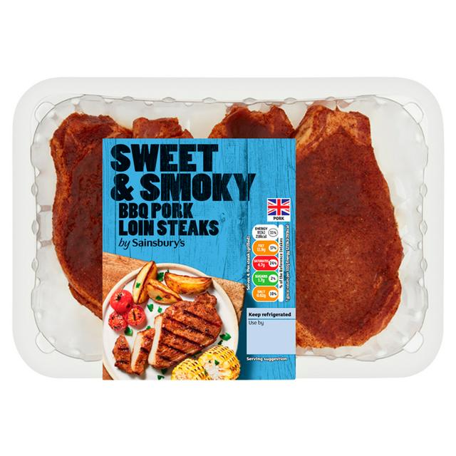 Sainsbury's Sweet & Smoky BBQ Pork Loin Steaks 440g