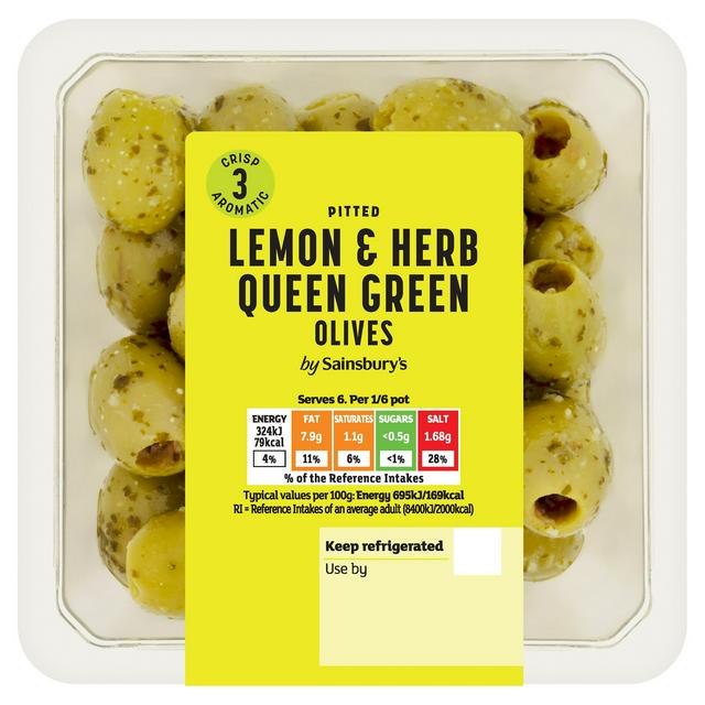 Sainsbury's Lemon & Herb Queen Green Olives 280g