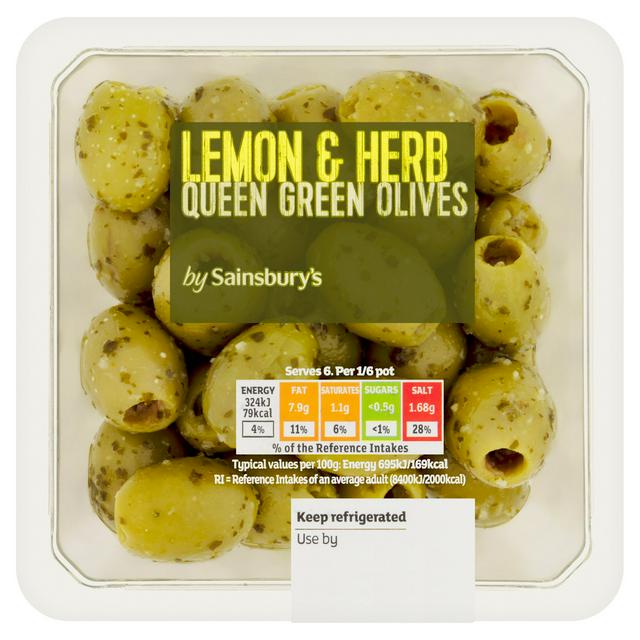 Sainsbury's Lemon & Herb Queen Green Olives 280g