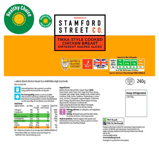 Stamford Street Co. Tikka Style Cooked Chicken Breast 240g