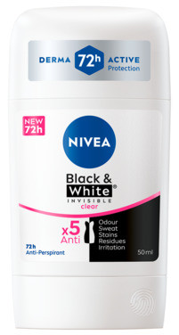 Nivea Deodorant Stick Black & White Anti-stain Invisible, 50ml