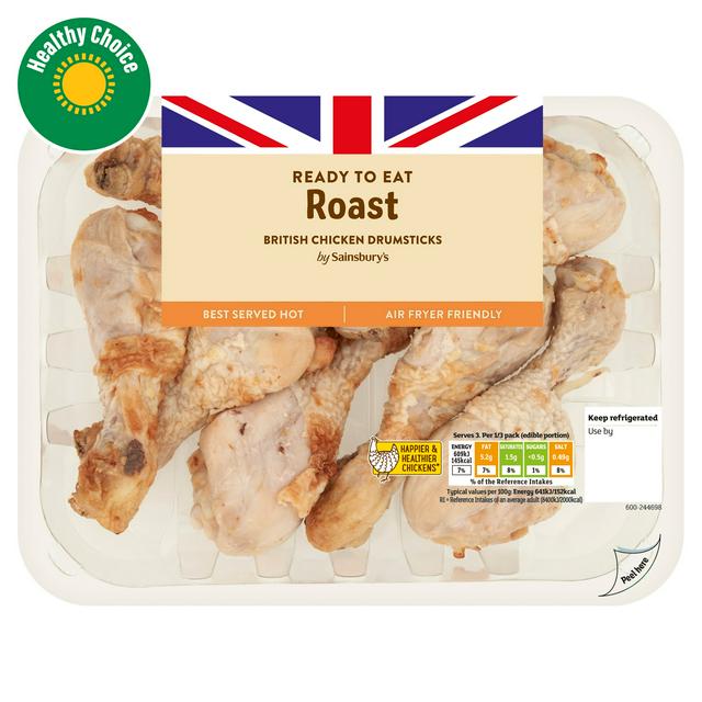 Sainsbury's Roast British Cooked Chicken Drumsticks 430g