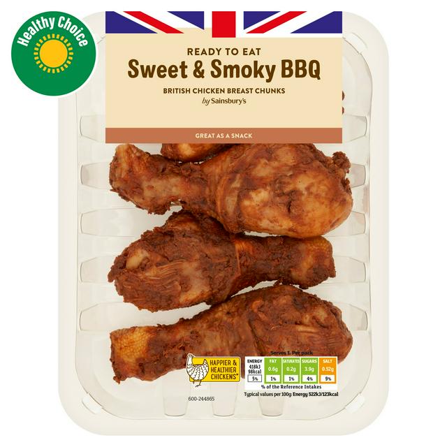 Sainsbury's Sweet & Smoky Cooked British Chicken Drumsticks 430g