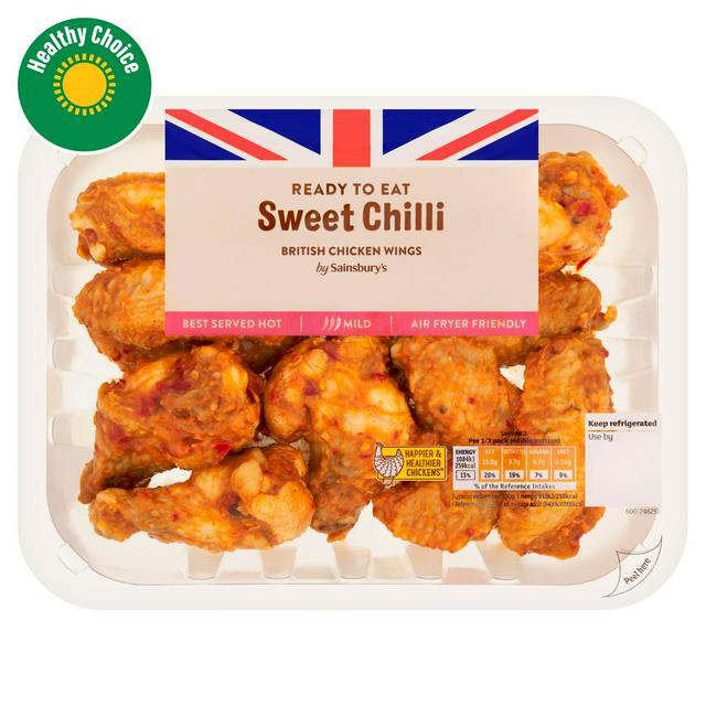 Sainsbury's Sweet Chilli Cooked British Chicken Wings 525g