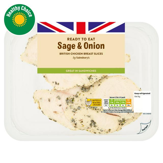 Sainsbury's Sage & Onion Cooked British Chicken Breast Slices 180g