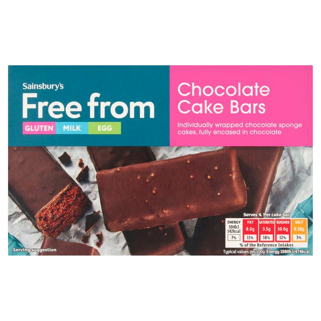 Sainsbury's Free From Chocolate Cake Bars x4