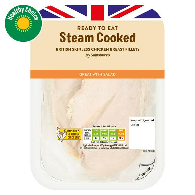 Sainsbury's Steam Cooked British Chicken Breast Fillets x2 220g