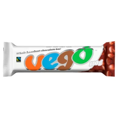 Vego Vego Fairtrade Whole Hazelnut Chocolate Bar 150g