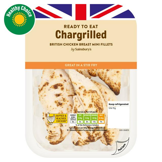 Sainsbury's Chargrilled Cooked British Chicken Breast Mini Fillets 170g