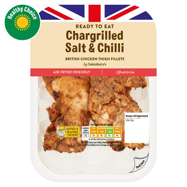 Sainsbury’s Chargrilled Salt   Chilli British Chicken Thigh Fillets 150g (Ready to Eat)