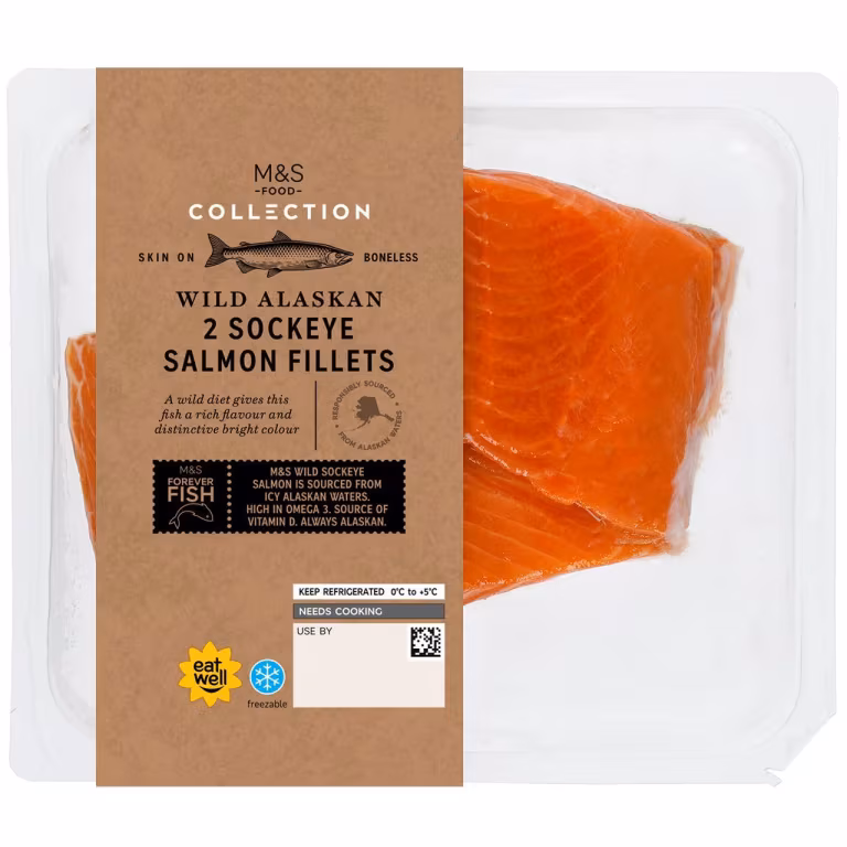 M&S Wild Alaskan Sockeye Salmon Fillets