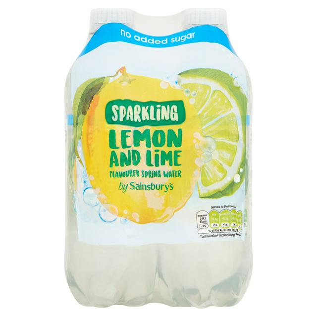 Sainsbury's Bottled Sparkling Flavoured Water Lemon & Lime, No Added Sugar 4x500ml