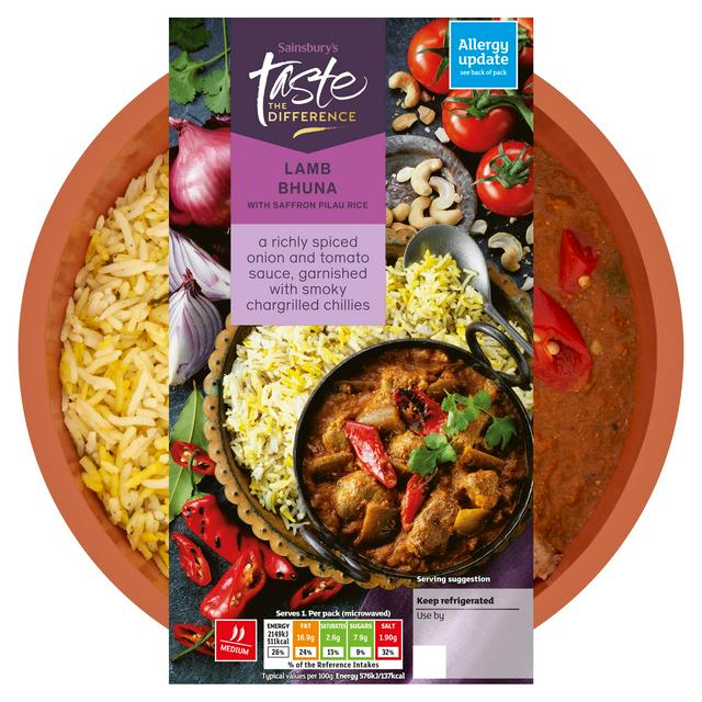 Sainsbury's Lamb Bhuna & Saffron Pilau Rice, Taste the Difference Ready Meal for 1 400g