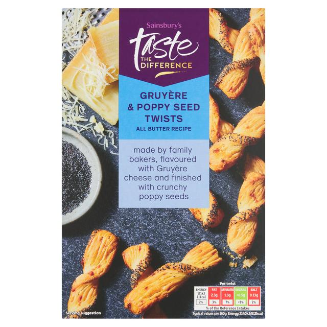 Sainsbury's Gruyere & Poppy Twists, Taste the Difference 100g
