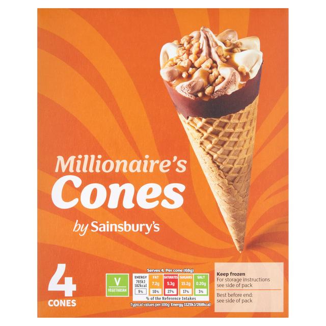 Sainsbury's Millionaire's Cones 4x110ml