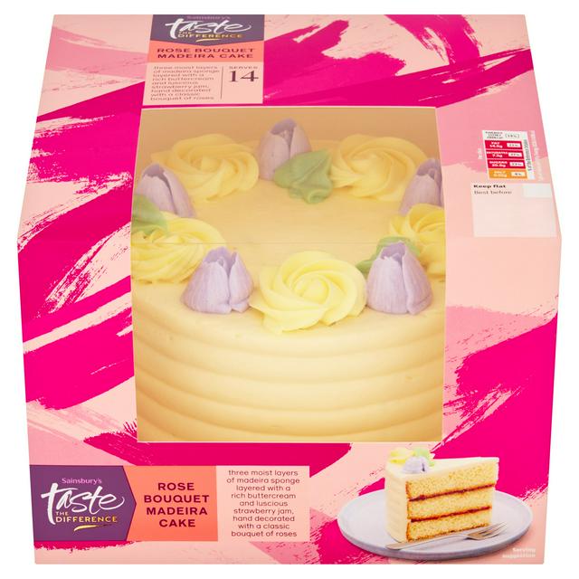 Sainsbury's Birthday & Celebration Rose Bouquet Madeira Cake, Taste the Difference 895g (Serves 14)