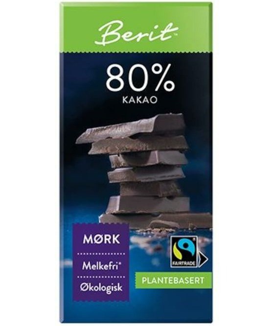 Berit mørk sjokolade 80% 80 g