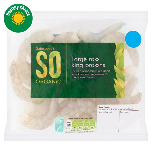 Sainsbury's SO Organic Large Raw King Prawns 180g