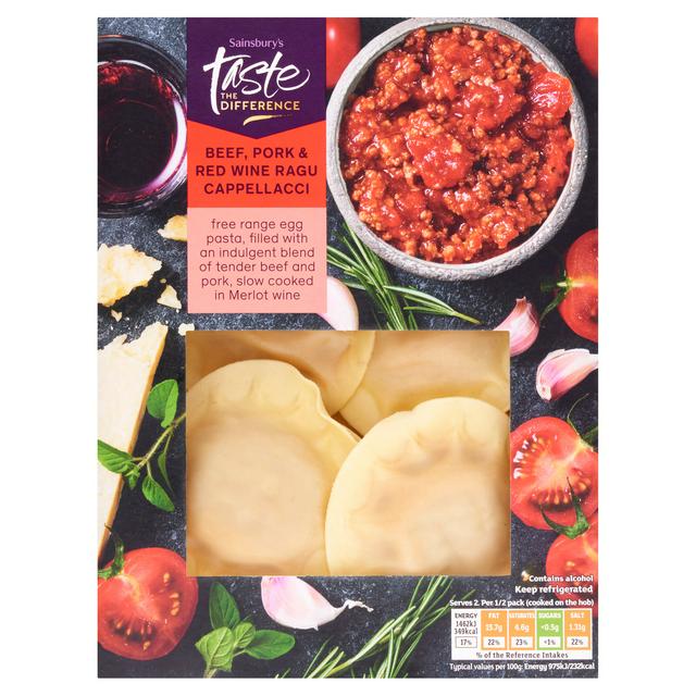 Sainsbury's Beef, Pork & Red Wine Ragu Cappellacci, Taste the Difference 250g