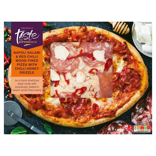 Sainsbury's Wood Fired Napoli Salami & Chilli Honey Pizza, Autumn Edition, Taste the Difference 460g