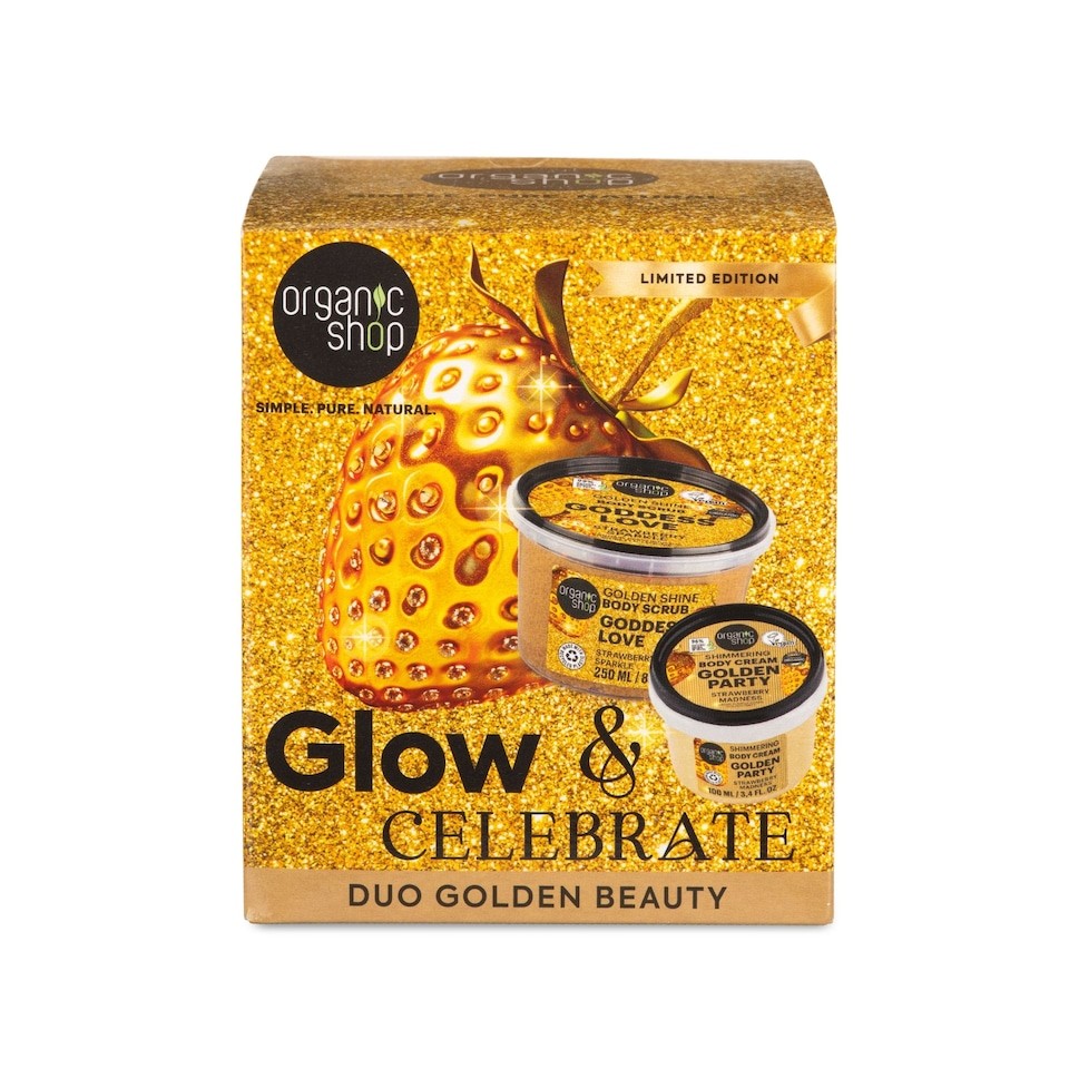 Organic Shop Glow & Celebrate Golden Beauty Gift Set 250ml/100ml