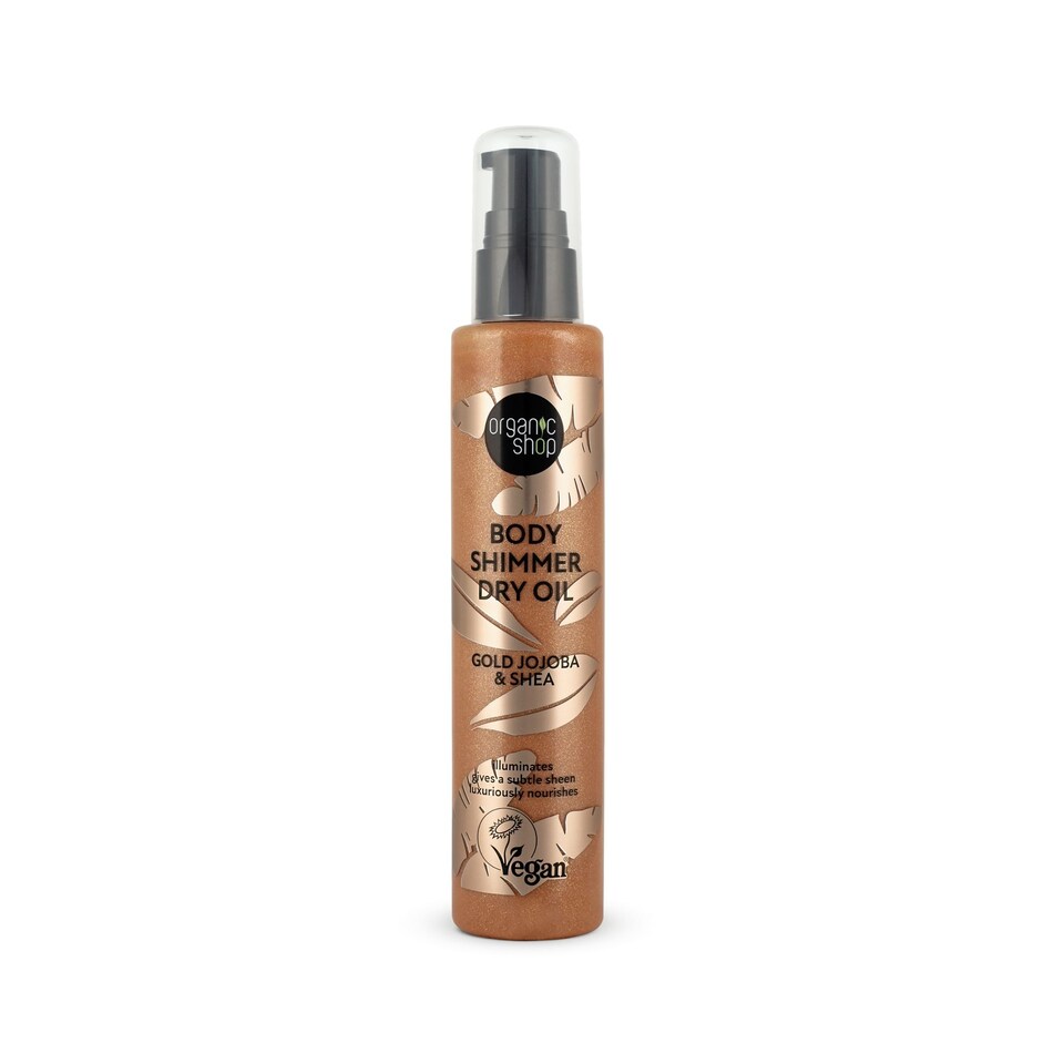 Organic Shop Body Shimmer Dry Oil Gold Jojoba & Shea 100ml