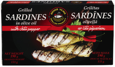 Grillet Sardiner i Oliven Olje med Chilli 190g