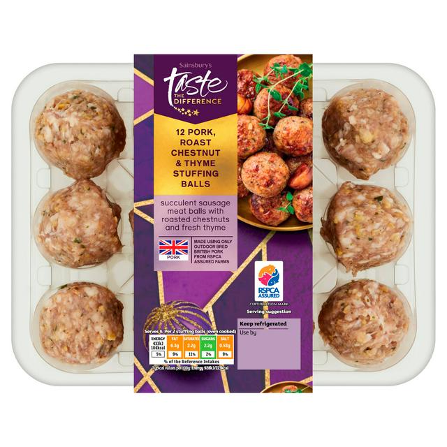 Sainsbury's Pork Roast Chestnut & Thyme Stuffing Balls, Taste the Difference x12 360g