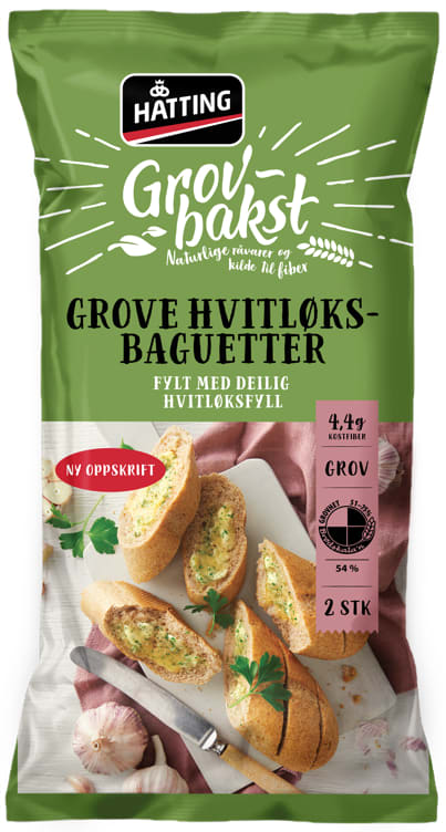 Hvitløksbaguetter Grov 175gx2stk Hatting