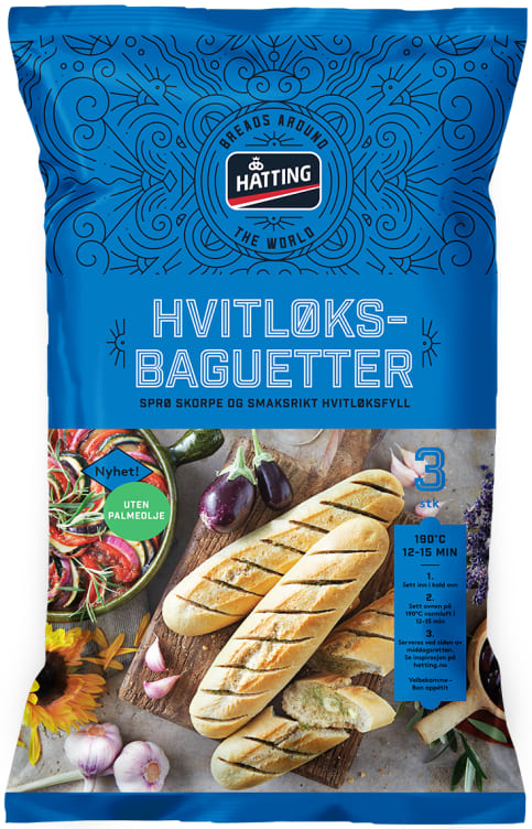 Hvitløksbaguetter 175gx3stk Hatting