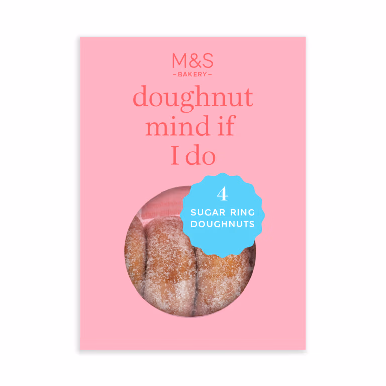 M&S 4 Sugar Ring Doughnuts