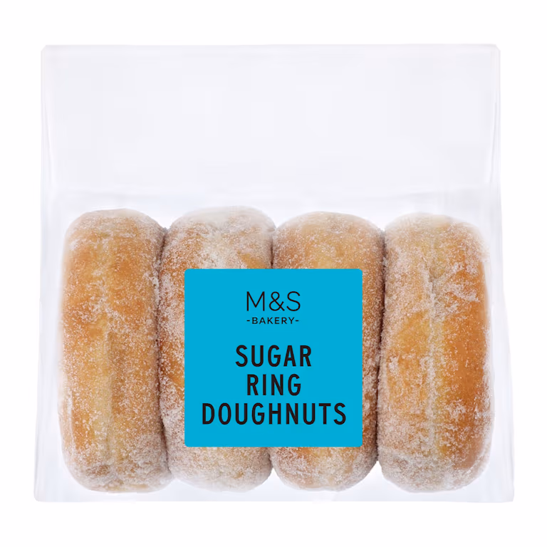 M&S 4 Sugar Ring Doughnuts