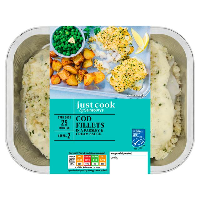 Sainsbury's 380g Parsley & Cream Sauce Cod Fillets