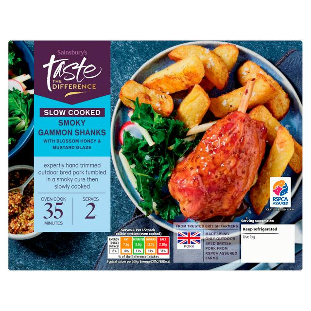 Sainsbury's Slow Cooked Smoky Gammon Shanks with A Blossom Honey & Wholegrain Mustard Glaze, Taste The Difference x2 515g
