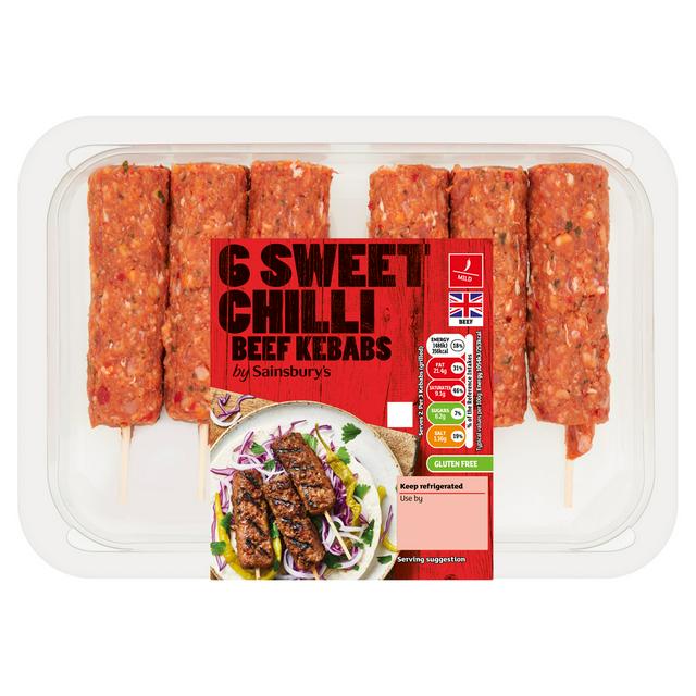 Sainsbury's Sweet Chilli Beef Kebabs x6 360g