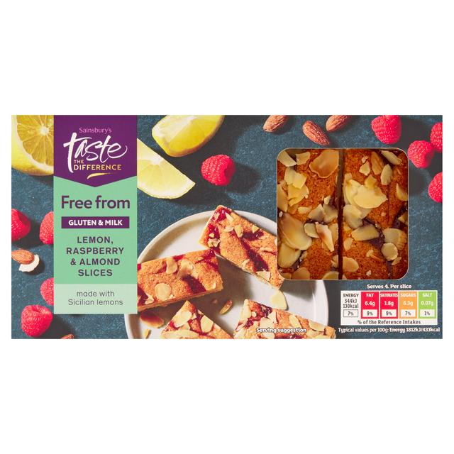 Sainsbury's Free From Sicilian Lemon & Raspberry Almond Slices, Taste the Difference x4