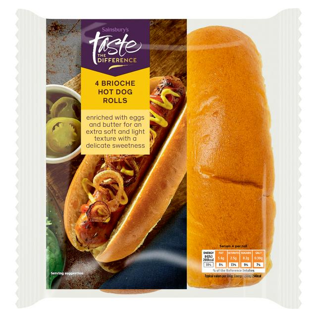 Sainsbury's 4 x Brioche Hot Dog Rolls, Taste the Difference