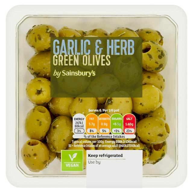 Sainsbury's Garlic & Herb Green Olives 265g