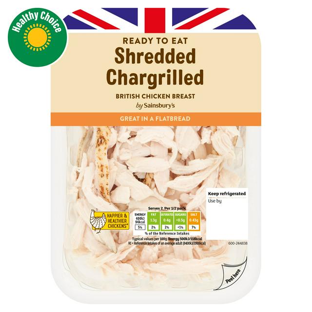 Sainsbury's Chargrilled Shredded British Chicken Breast 160g (Ready to Eat)