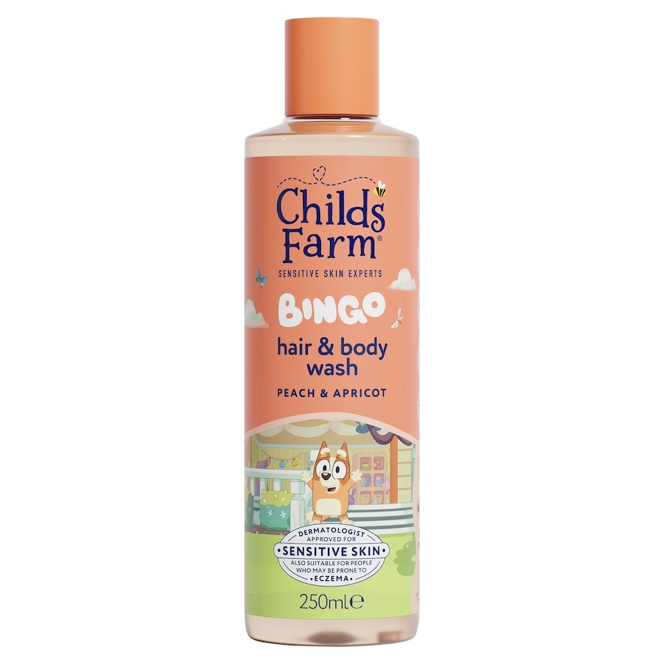 Childs Farm and Bingo, Hair & Body Wash, Peach & Apricot 250ml