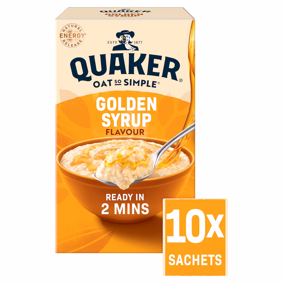 Quaker Oat So Simple Porridge Sachets - Golden Syrup 10x36g